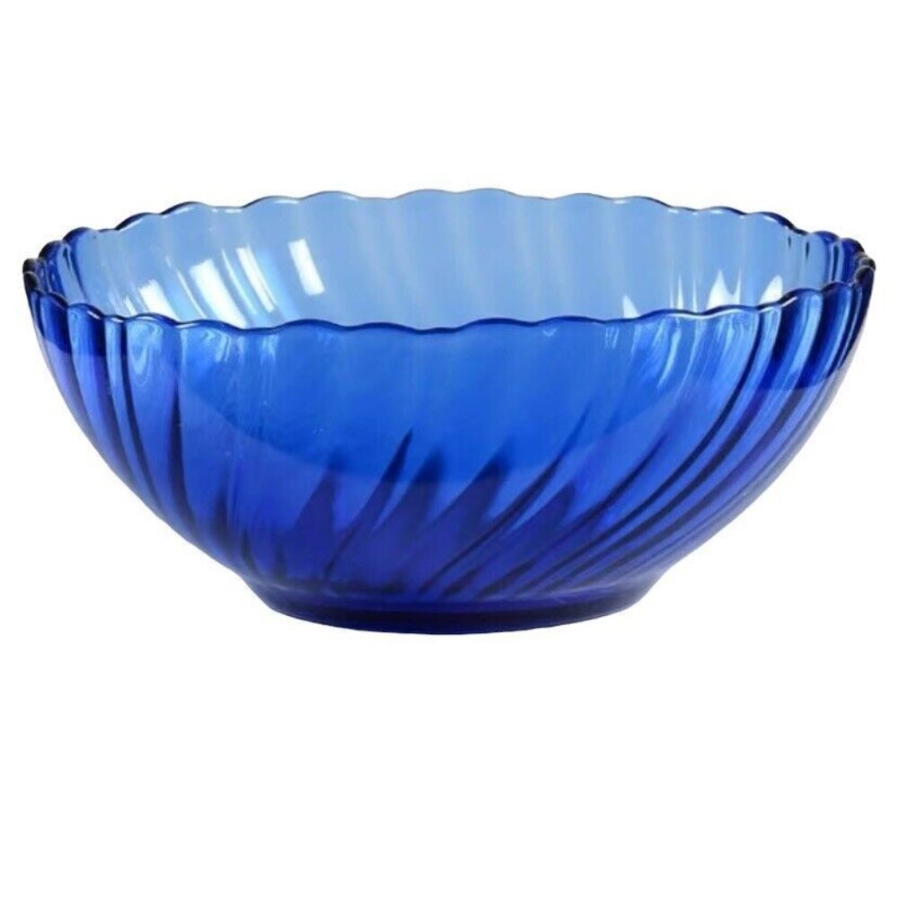 Set Of 3 Torsade Saphir By Arcoroc France 5 1/4" Cereal Bowls Cobalt Blue Swirl